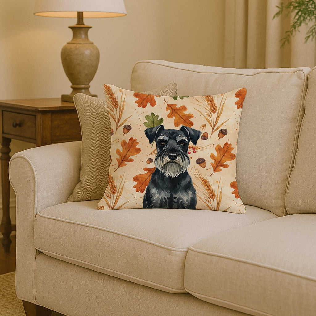 Standard Schnauzer Heirloom Fall Decorative Throw Pillow 14x14 Indoor Outdoor Accent Cushion, Fabric Cover with Insert for Sofa, Bed, Porch & Living Room