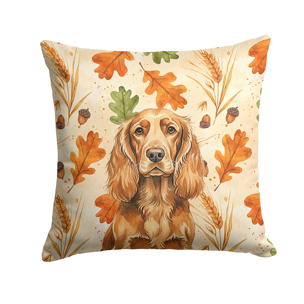 Sussex Spaniel Heirloom Fall Decorative Throw Pillow 14x14 Indoor Outdoor Accent Cushion, Fabric Cover with Insert for Sofa, Bed, Porch & Living Room