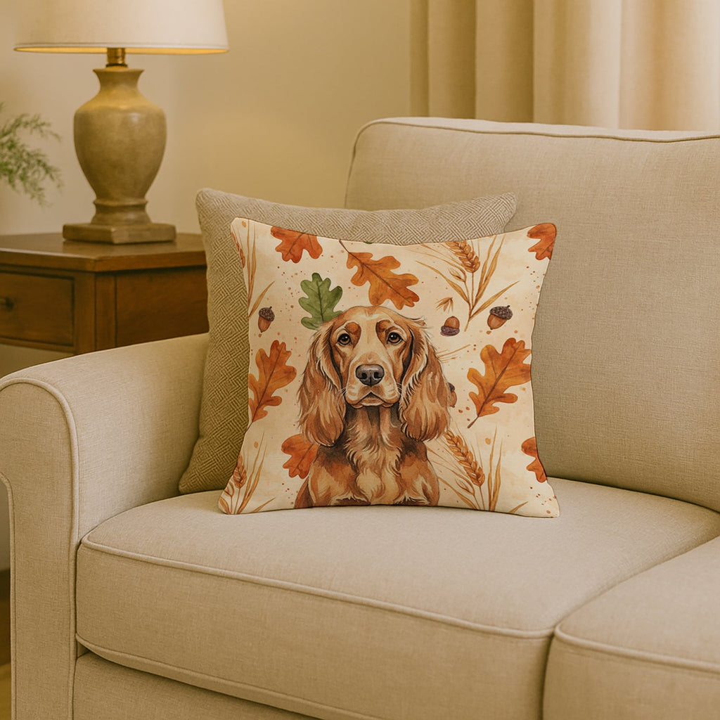Sussex Spaniel Heirloom Fall Decorative Throw Pillow 18x18 Indoor Outdoor Accent Cushion, Fabric Cover with Insert for Sofa, Bed, Porch & Living Room