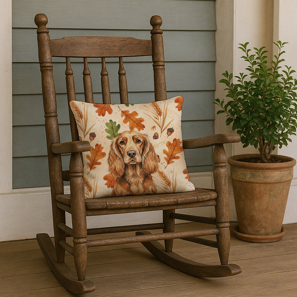 Sussex Spaniel Heirloom Fall Decorative Throw Pillow 18x18 Indoor Outdoor Accent Cushion, Fabric Cover with Insert for Sofa, Bed, Porch & Living Room