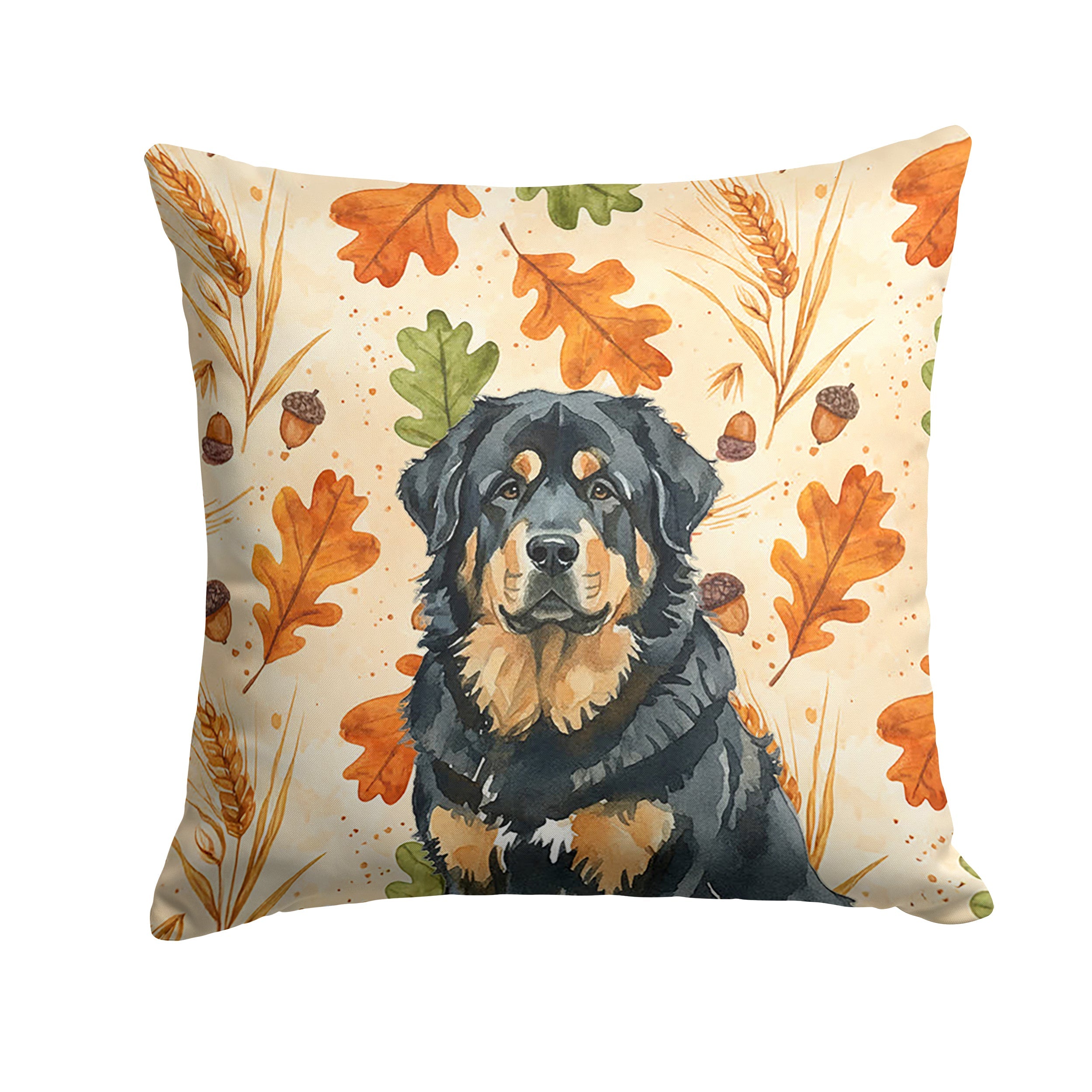 Black and Tan Tibetan Mastiff Heirloom Fall Decorative Throw Pillow 18x18 Indoor Outdoor Accent Cushion, Fabric Cover with Insert for Sofa, Bed, Porch & Living Room
