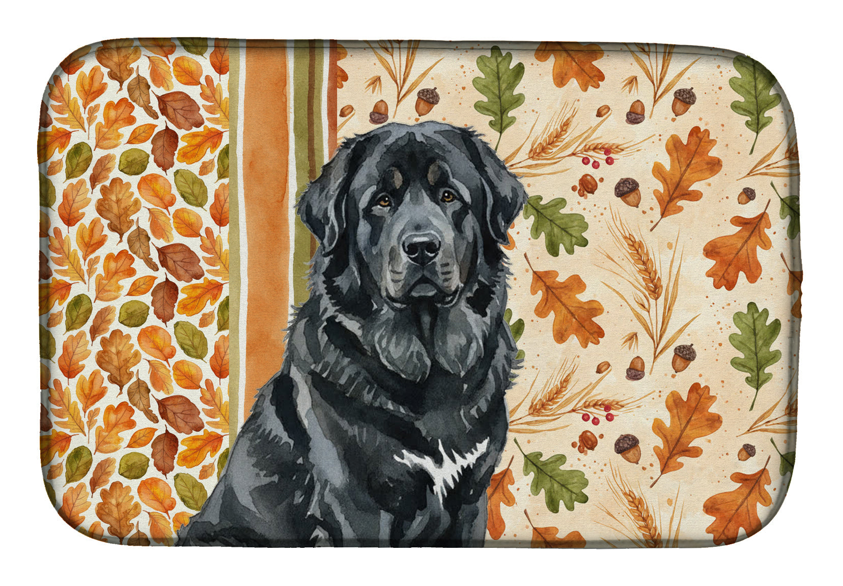 Black Tibetan Mastiff Heirloom Fall Dish Drying Mat Absorbent Dish Drying Mat Pad for Kitchen Counter Dish Drainer Mat for Countertop, 14 x 21", Multicolor