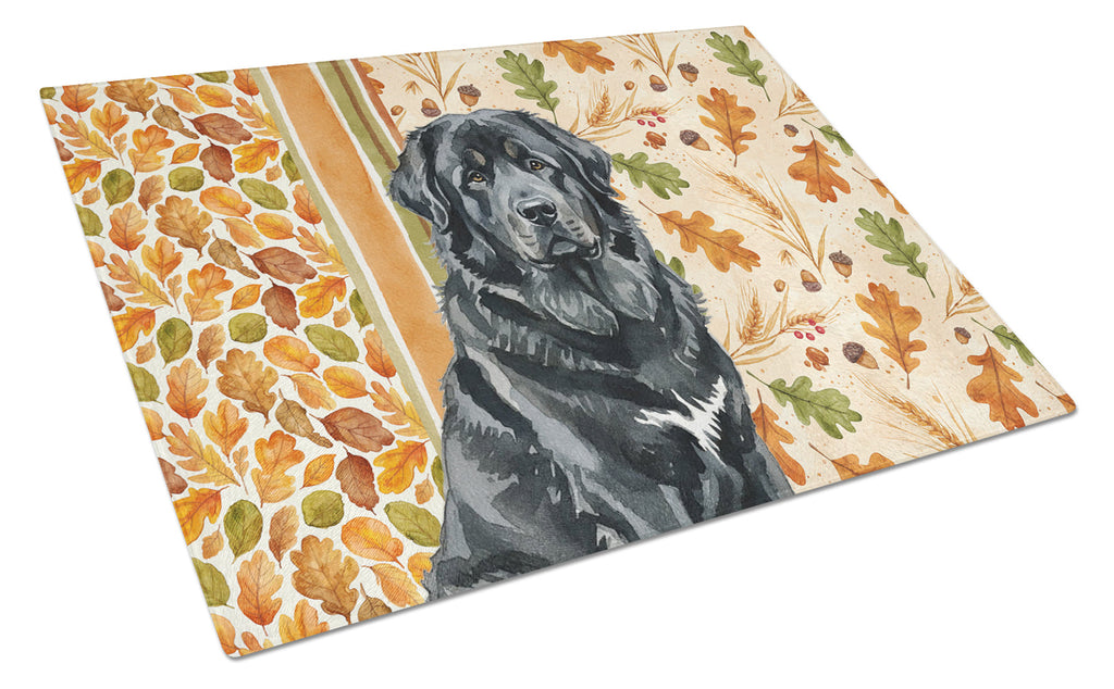Black Tibetan Mastiff Heirloom Fall Cutting Board Tempered Glass Kitchen Cutting Surface, Heat Resistant Chopping, Non-Slip Feet, Food Prep & Serving