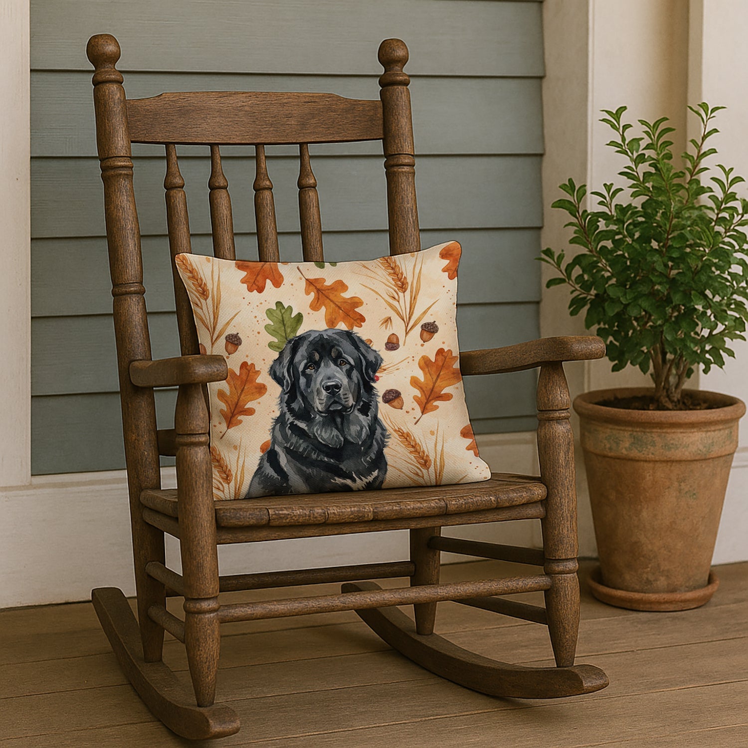 Black Tibetan Mastiff Heirloom Fall Decorative Throw Pillow 18x18 Indoor Outdoor Accent Cushion, Fabric Cover with Insert for Sofa, Bed, Porch & Living Room
