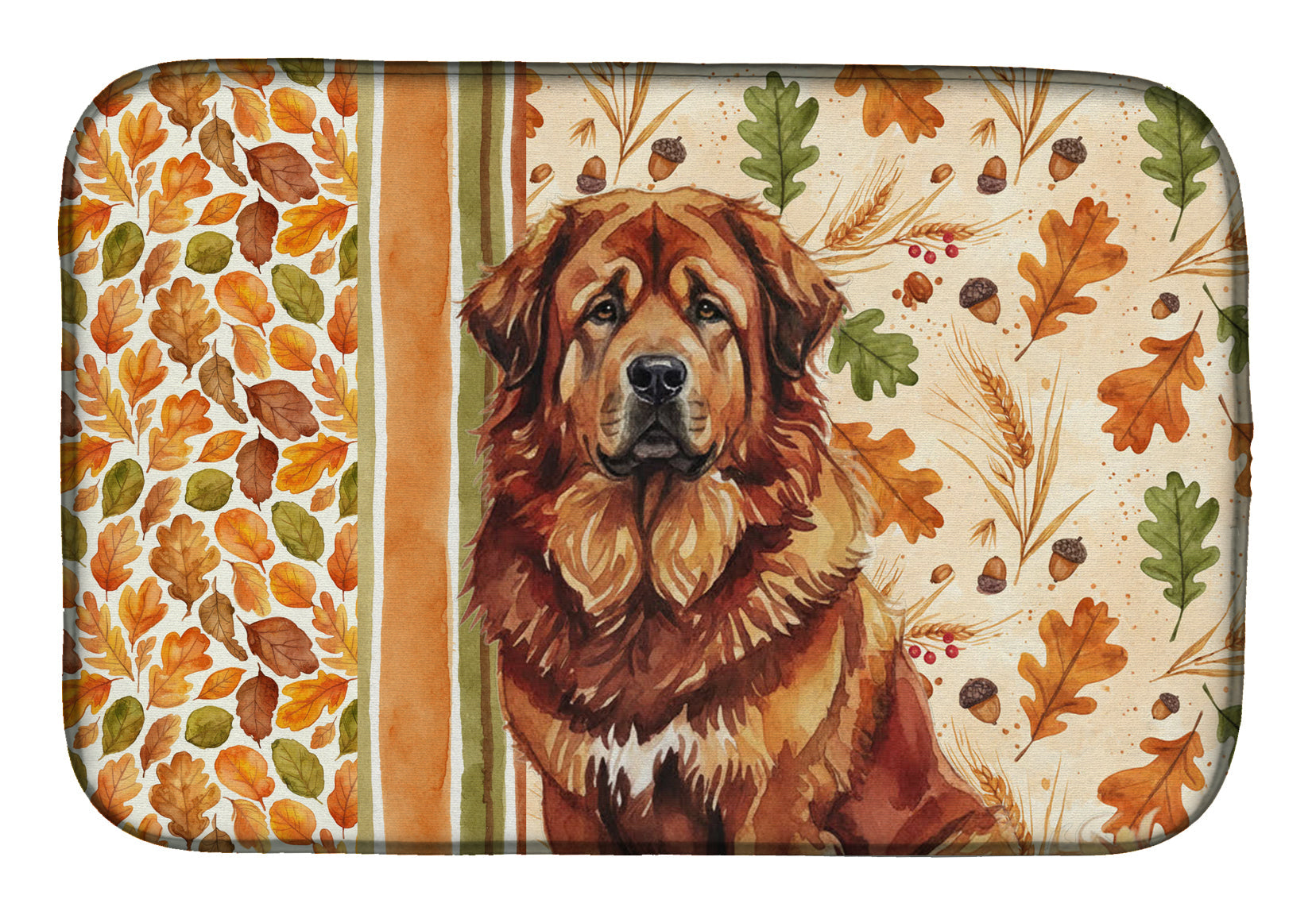 Red Gold Tibetan Mastiff Heirloom Fall Dish Drying Mat Absorbent Dish Drying Mat Pad for Kitchen Counter Dish Drainer Mat for Countertop, 14 x 21", Multicolor