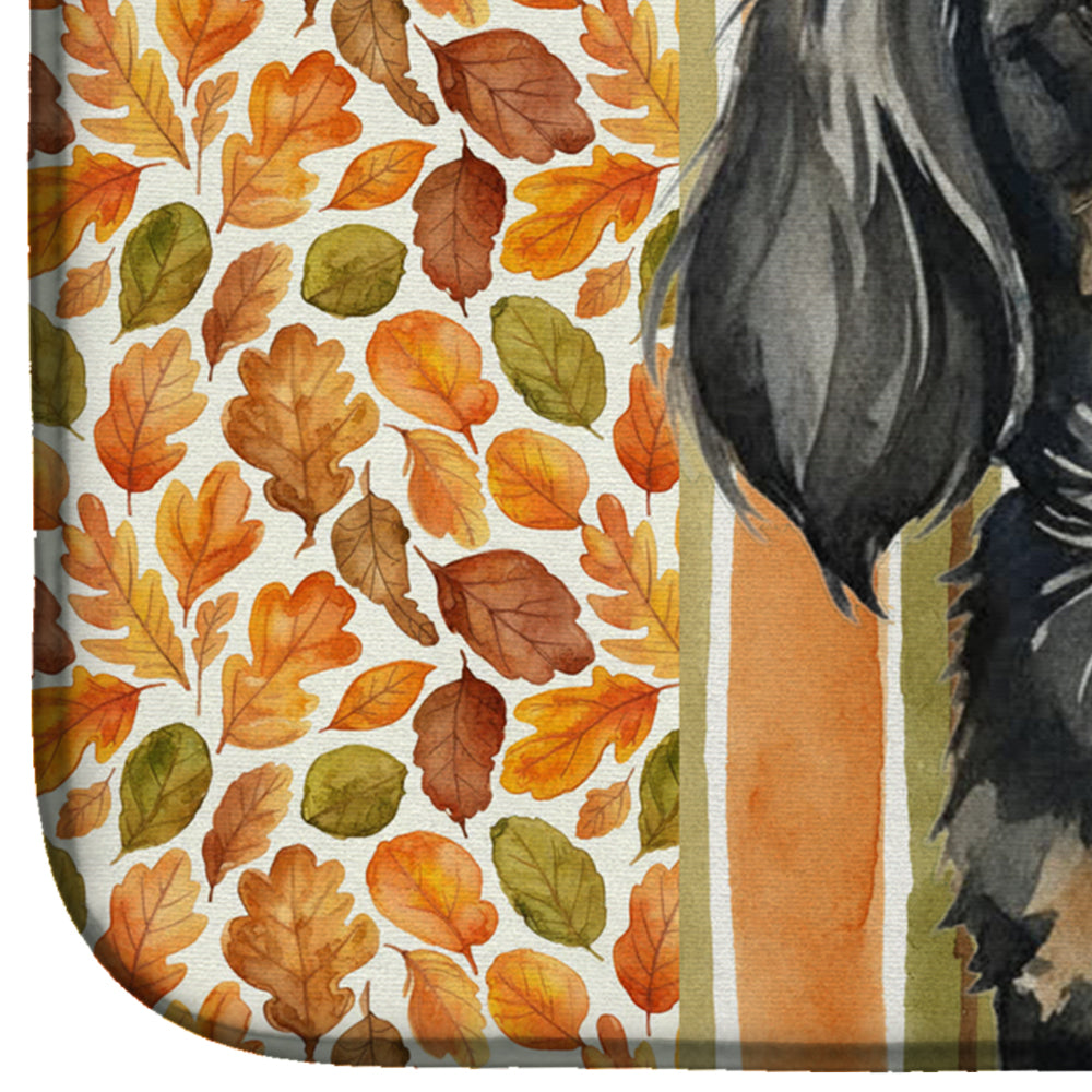 Black and Tan Tibetan Spaniel Heirloom Fall Dish Drying Mat Absorbent Dish Drying Mat Pad for Kitchen Counter Dish Drainer Mat for Countertop, 14 x 21", Multicolor