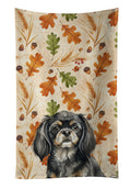 Black and Tan Tibetan Spaniel Heirloom Fall Kitchen Towel Velour Plush Front and Cotton Loop Back Machine Washable