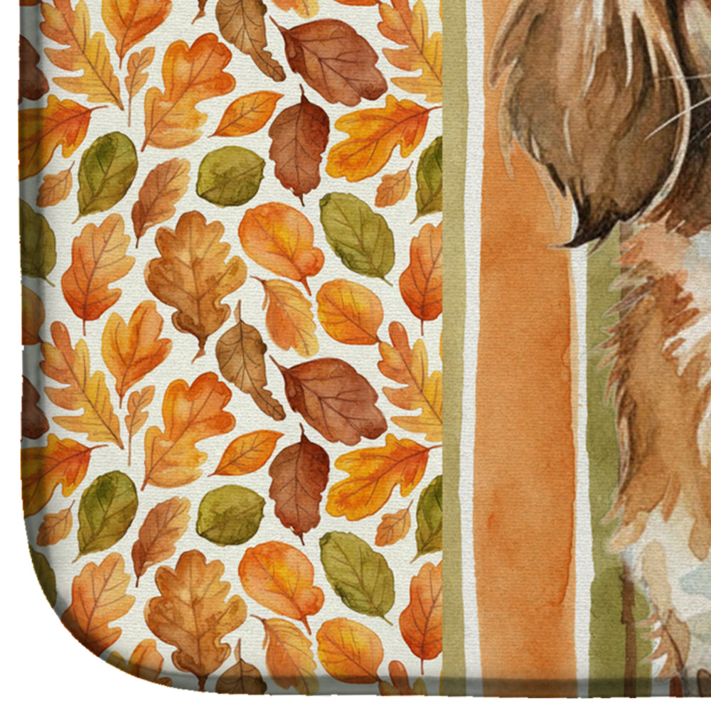 Tibetan Spaniel Heirloom Fall Dish Drying Mat Absorbent Dish Drying Mat Pad for Kitchen Counter Dish Drainer Mat for Countertop, 14 x 21", Multicolor