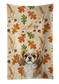 Tibetan Spaniel Heirloom Fall Kitchen Towel Velour Plush Front and Cotton Loop Back Machine Washable