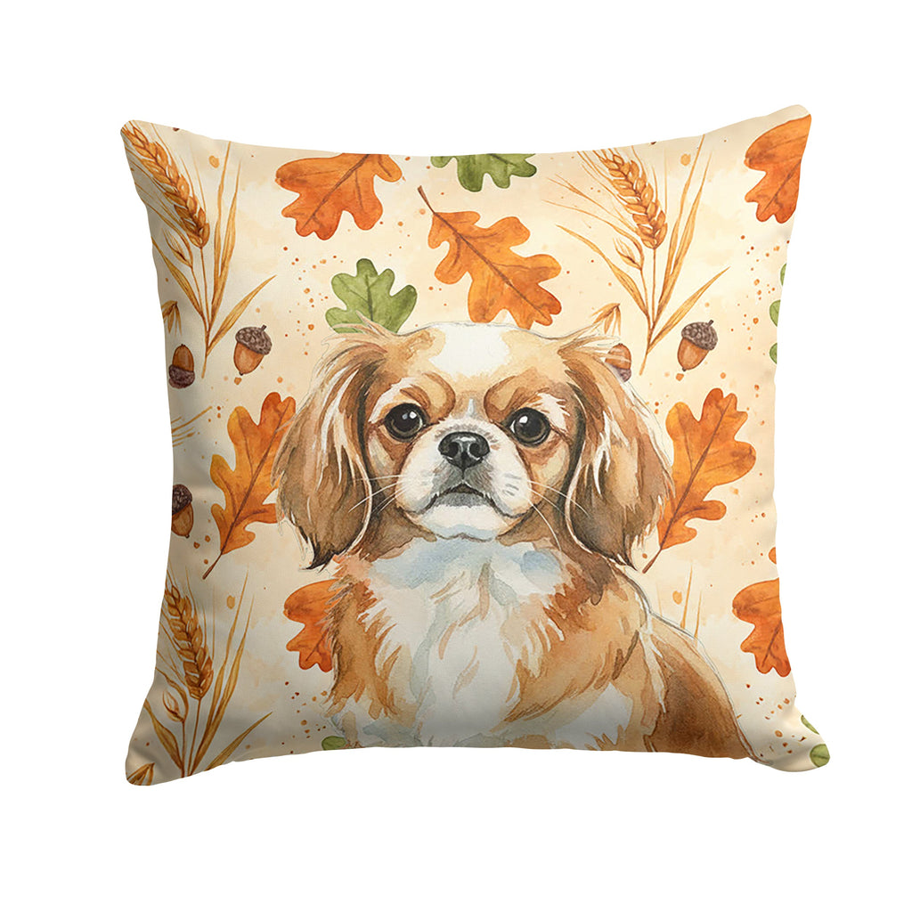 Tibetan Spaniel Heirloom Fall Decorative Throw Pillow 18x18 Indoor Outdoor Accent Cushion, Fabric Cover with Insert for Sofa, Bed, Porch & Living Room