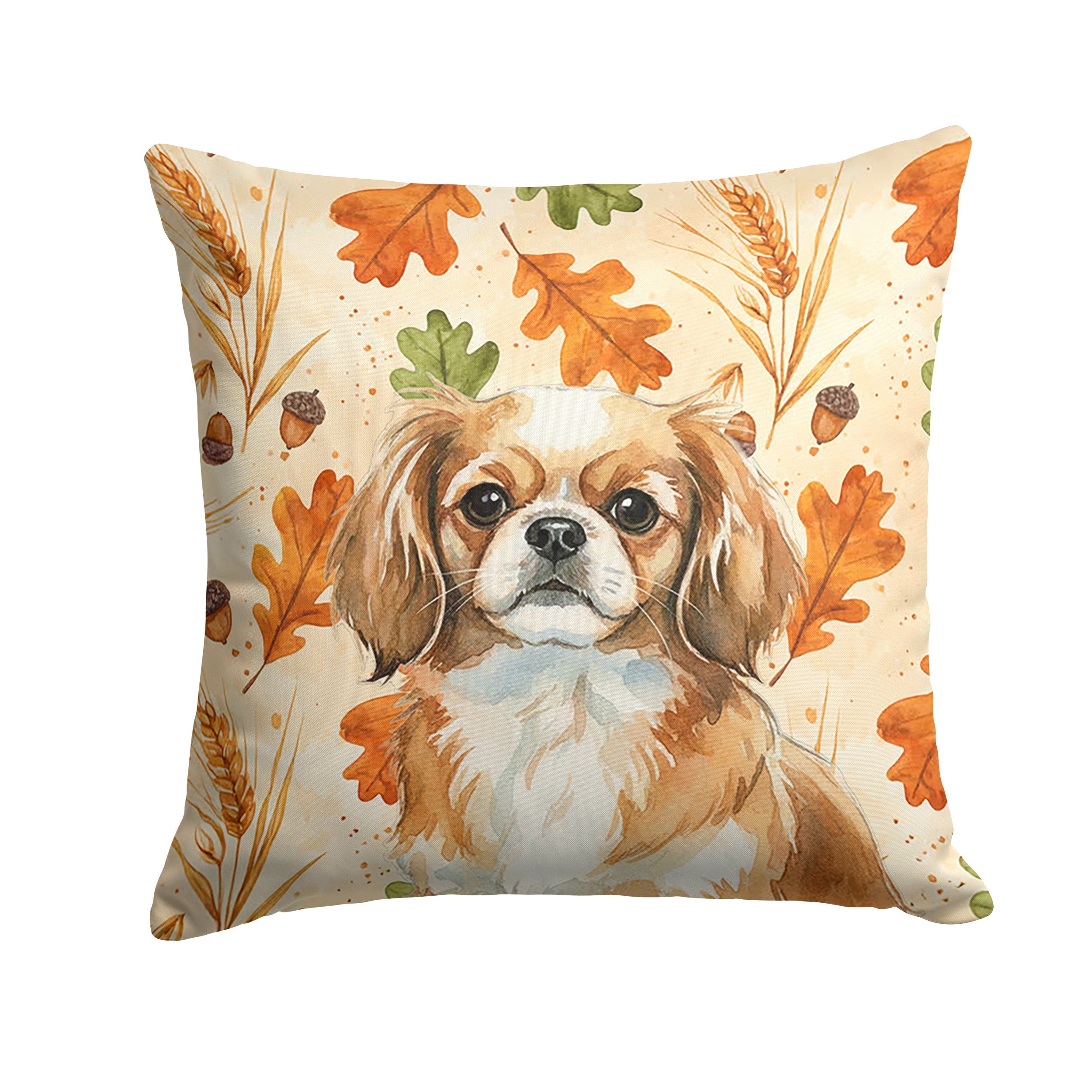 Tibetan Spaniel Heirloom Fall Decorative Throw Pillow 18x18 Indoor Outdoor Accent Cushion, Fabric Cover with Insert for Sofa, Bed, Porch & Living Room