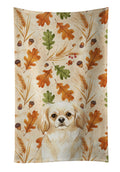 Cream Tibetan Spaniel Heirloom Fall Kitchen Towel Velour Plush Front and Cotton Loop Back Machine Washable