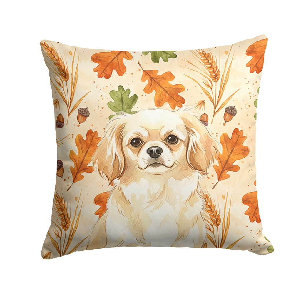 Cream Tibetan Spaniel Heirloom Fall Decorative Throw Pillow 18x18 Indoor Outdoor Accent Cushion, Fabric Cover with Insert for Sofa, Bed, Porch & Living Room