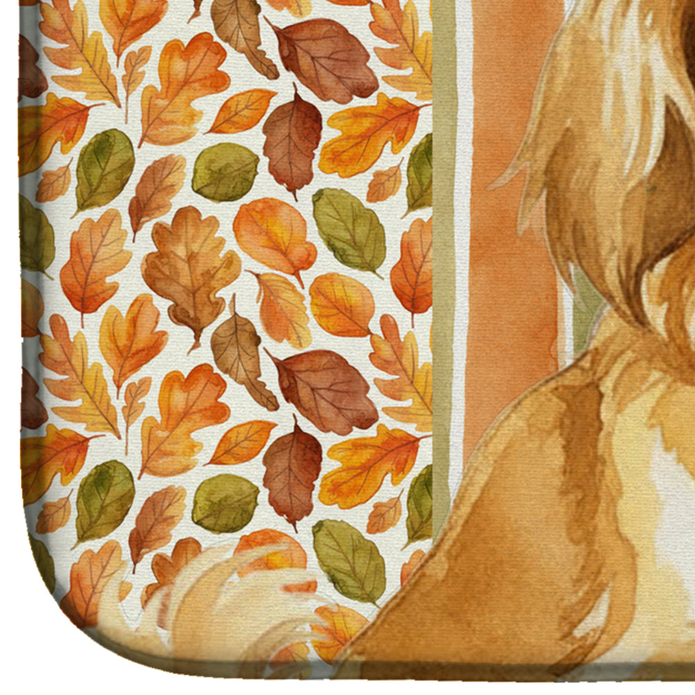 Gold Tibetan Spaniel Heirloom Fall Dish Drying Mat Absorbent Dish Drying Mat Pad for Kitchen Counter Dish Drainer Mat for Countertop, 14 x 21", Multicolor