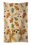 Gold Tibetan Spaniel Heirloom Fall Kitchen Towel Velour Plush Front and Cotton Loop Back Machine Washable