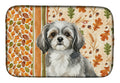 Grey and White Tibetan Spaniel Heirloom Fall Dish Drying Mat Absorbent Dish Drying Mat Pad for Kitchen Counter Dish Drainer Mat for Countertop, 14 x 21", Multicolor