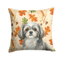 Grey and White Tibetan Spaniel Heirloom Fall Decorative Throw Pillow 14x14 Indoor Outdoor Accent Cushion, Fabric Cover with Insert for Sofa, Bed, Porch & Living Room
