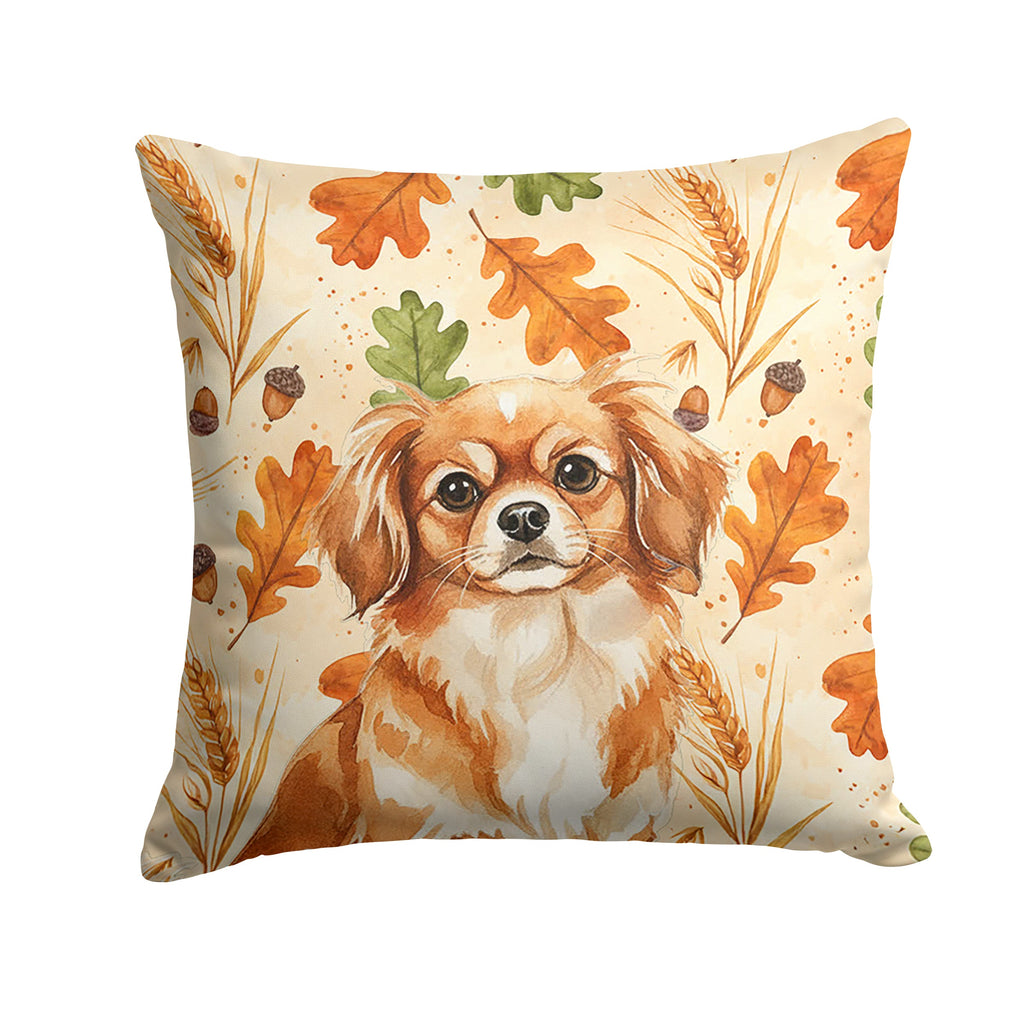 Red Tibetan Spaniel Heirloom Fall Decorative Throw Pillow 18x18 Indoor Outdoor Accent Cushion, Fabric Cover with Insert for Sofa, Bed, Porch & Living Room