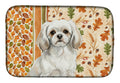 White Tibetan Spaniel Heirloom Fall Dish Drying Mat Absorbent Dish Drying Mat Pad for Kitchen Counter Dish Drainer Mat for Countertop, 14 x 21", Multicolor