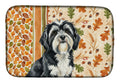 Black and White Tibetan Terrier Heirloom Fall Dish Drying Mat Absorbent Dish Drying Mat Pad for Kitchen Counter Dish Drainer Mat for Countertop, 14 x 21", Multicolor