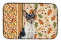 Toy Fox Terrier Heirloom Fall Dish Drying Mat Absorbent Dish Drying Mat Pad for Kitchen Counter Dish Drainer Mat for Countertop, 14 x 21", Multicolor