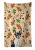 Toy Fox Terrier Heirloom Fall Kitchen Towel Velour Plush Front and Cotton Loop Back Machine Washable