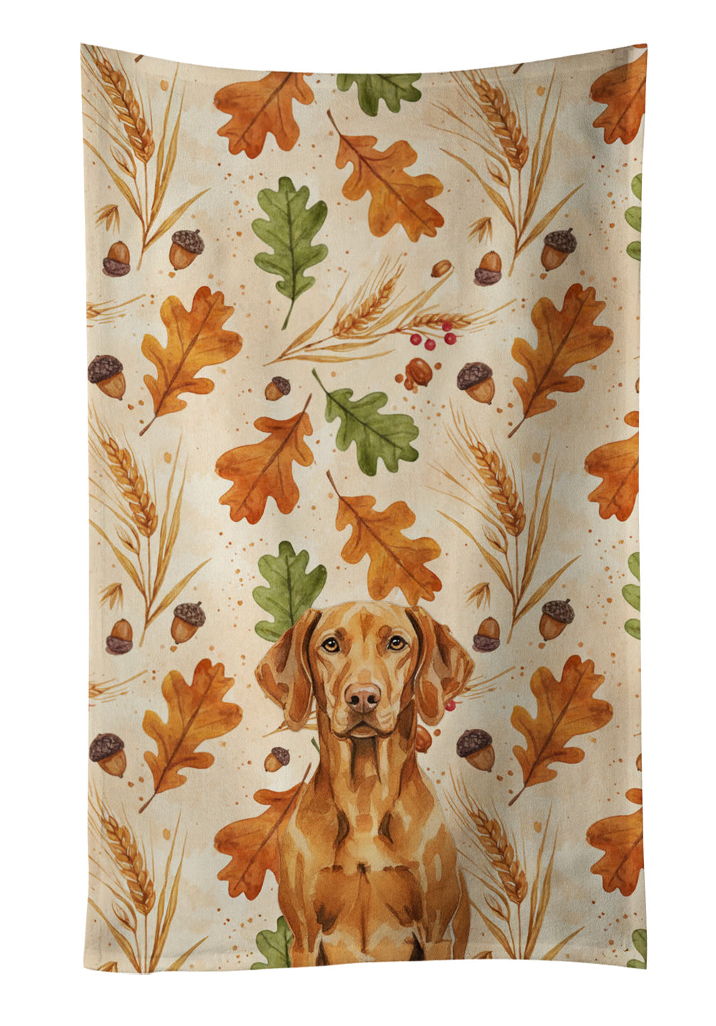 Vizsla Heirloom Fall Kitchen Towel Velour Plush Front and Cotton Loop Back Machine Washable