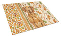 Vizsla Heirloom Fall Cutting Board Tempered Glass Kitchen Cutting Surface, Heat Resistant Chopping, Non-Slip Feet, Food Prep & Serving