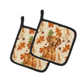 Vizsla Heirloom Fall Pot Holder Set of 2 Heat Resistant Quilted Hot Pads 7.5 x 7.5 Inch, Insulated Kitchen Trivets for Cooking & Baking