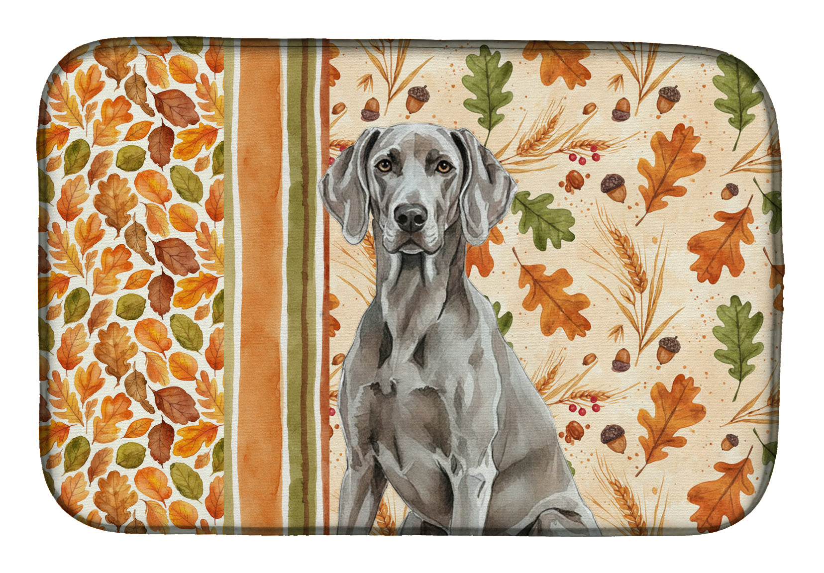 Weimaraner Heirloom Fall Dish Drying Mat Absorbent Dish Drying Mat Pad for Kitchen Counter Dish Drainer Mat for Countertop, 14 x 21", Multicolor