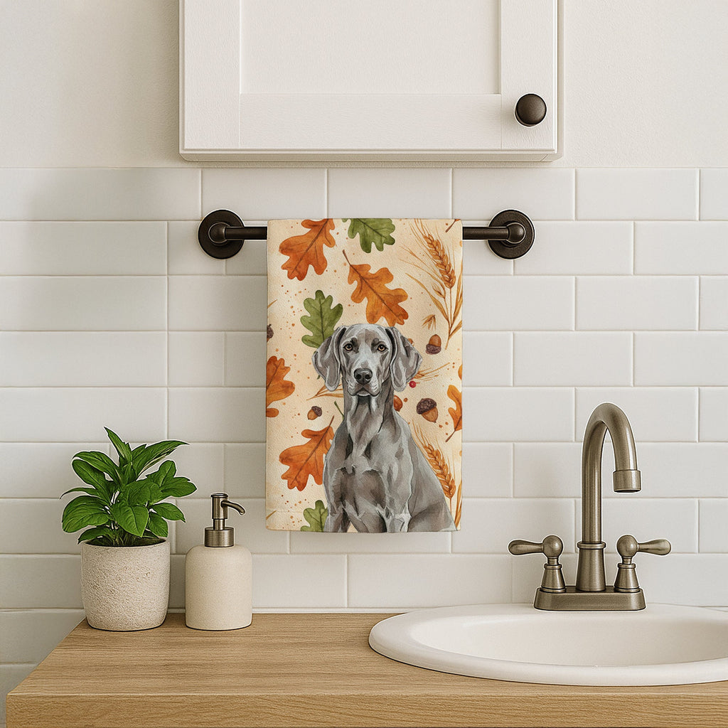 Weimaraner Heirloom Fall Kitchen Towel Velour Plush Front and Cotton Loop Back Machine Washable