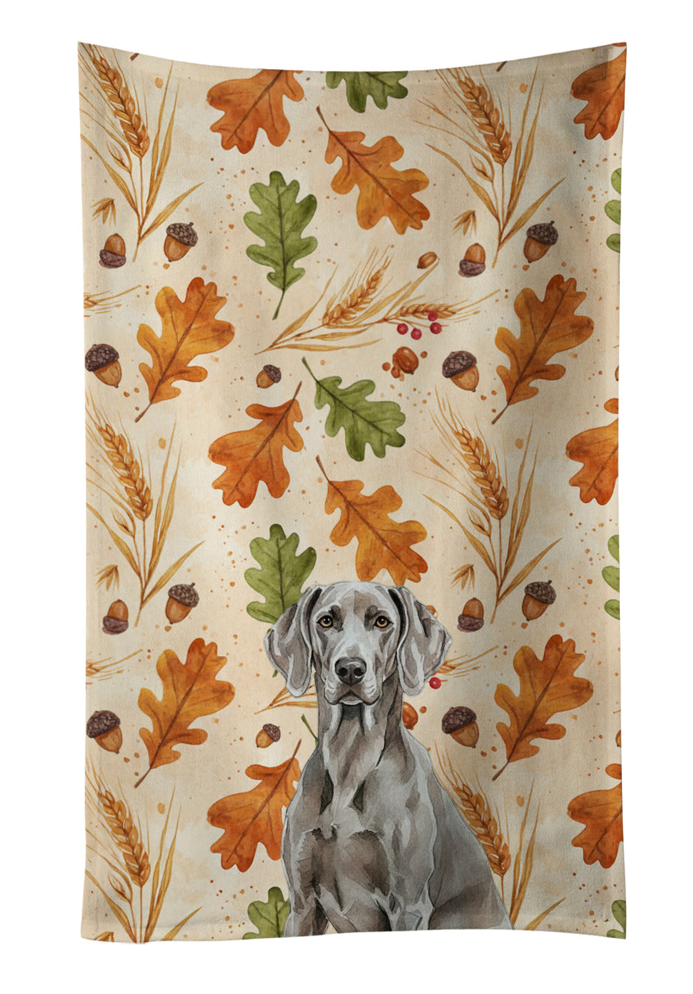 Weimaraner Heirloom Fall Kitchen Towel Velour Plush Front and Cotton Loop Back Machine Washable