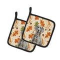 Weimaraner Heirloom Fall Pot Holder Set of 2 Heat Resistant Quilted Hot Pads 7.5 x 7.5 Inch, Insulated Kitchen Trivets for Cooking & Baking