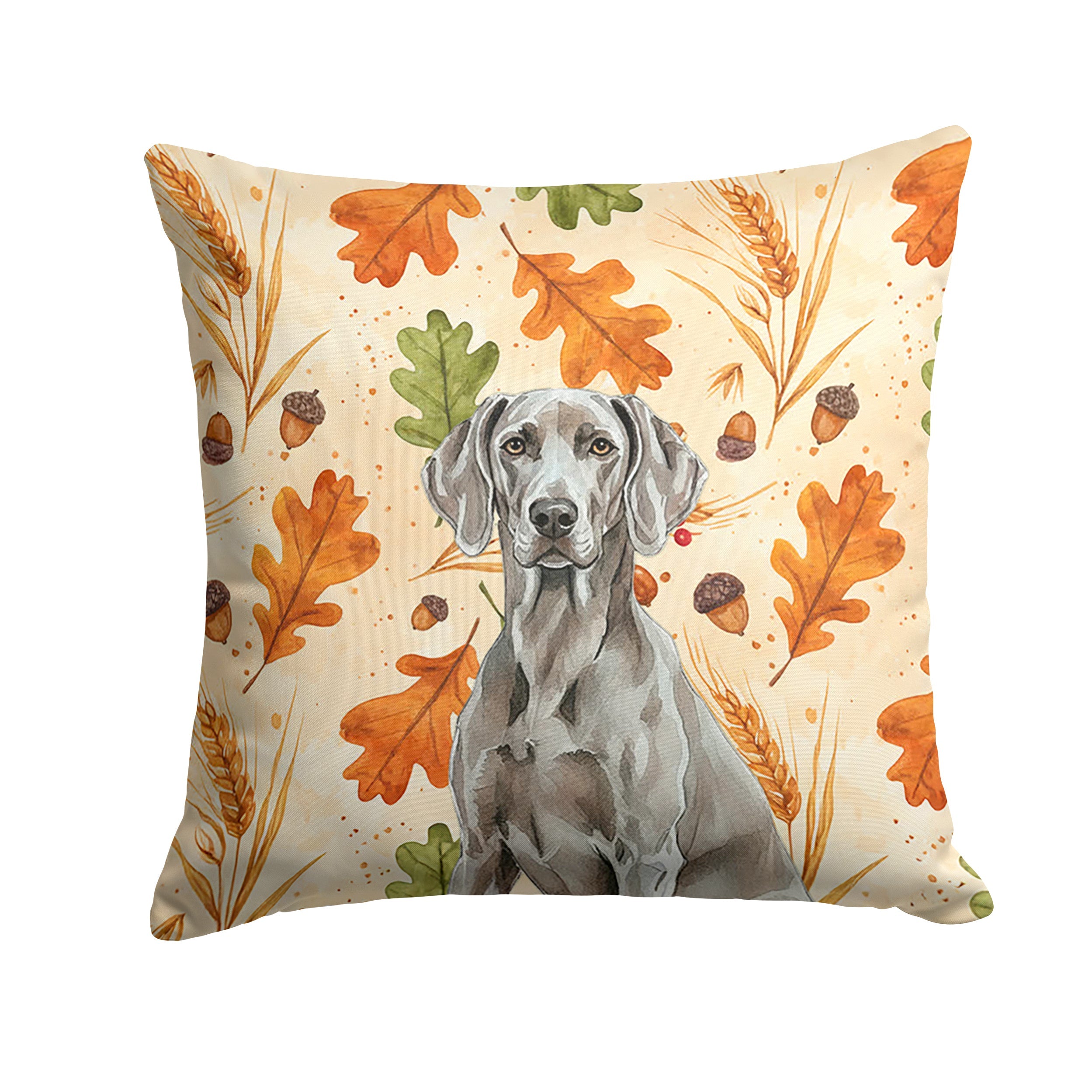 Weimaraner Heirloom Fall Decorative Throw Pillow 14x14 Indoor Outdoor Accent Cushion, Fabric Cover with Insert for Sofa, Bed, Porch & Living Room