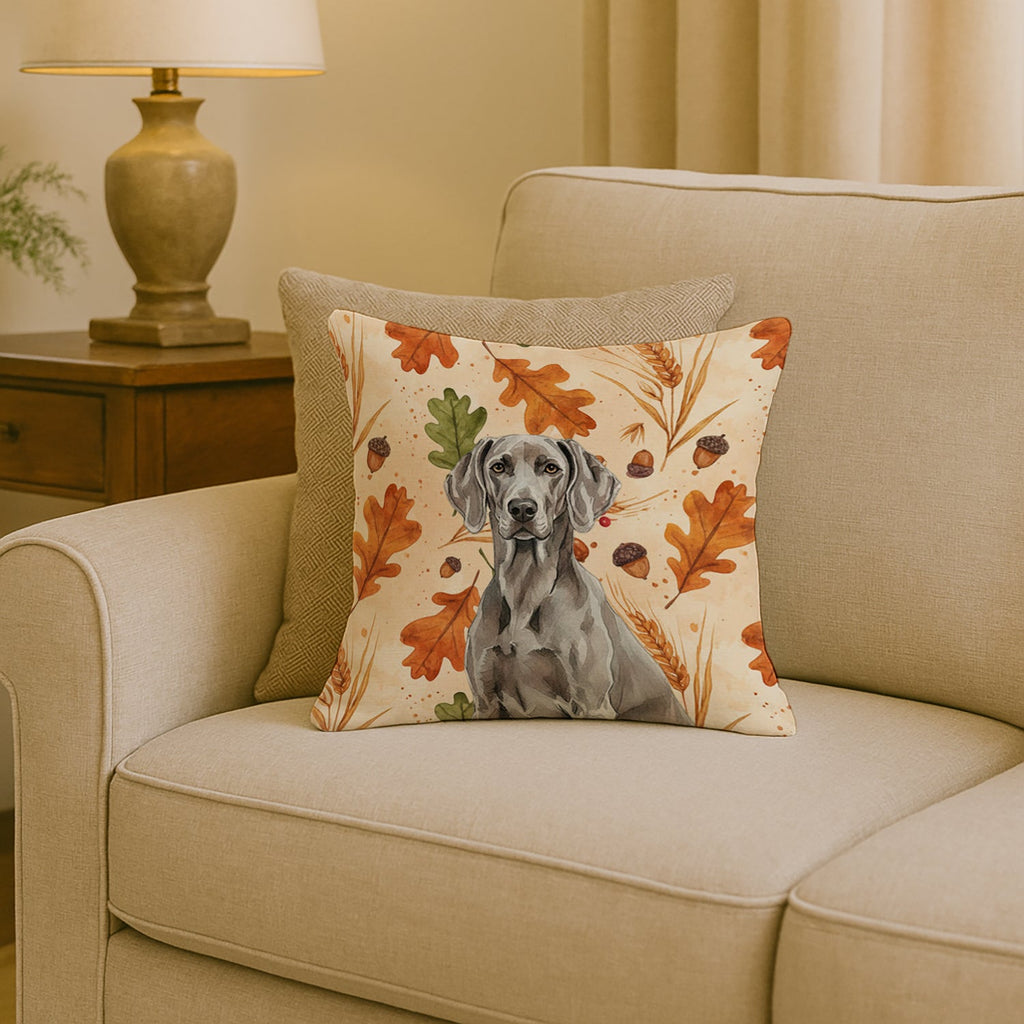 Weimaraner Heirloom Fall Decorative Throw Pillow 18x18 Indoor Outdoor Accent Cushion, Fabric Cover with Insert for Sofa, Bed, Porch & Living Room