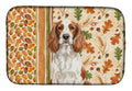 Welsh Springer Spaniel Heirloom Fall Dish Drying Mat Absorbent Dish Drying Mat Pad for Kitchen Counter Dish Drainer Mat for Countertop, 14 x 21", Multicolor