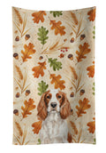Welsh Springer Spaniel Heirloom Fall Kitchen Towel Velour Plush Front and Cotton Loop Back Machine Washable