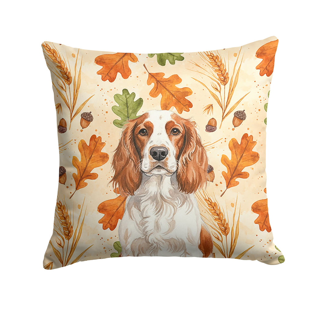 Welsh Springer Spaniel Heirloom Fall Decorative Throw Pillow 18x18 Indoor Outdoor Accent Cushion, Fabric Cover with Insert for Sofa, Bed, Porch & Living Room