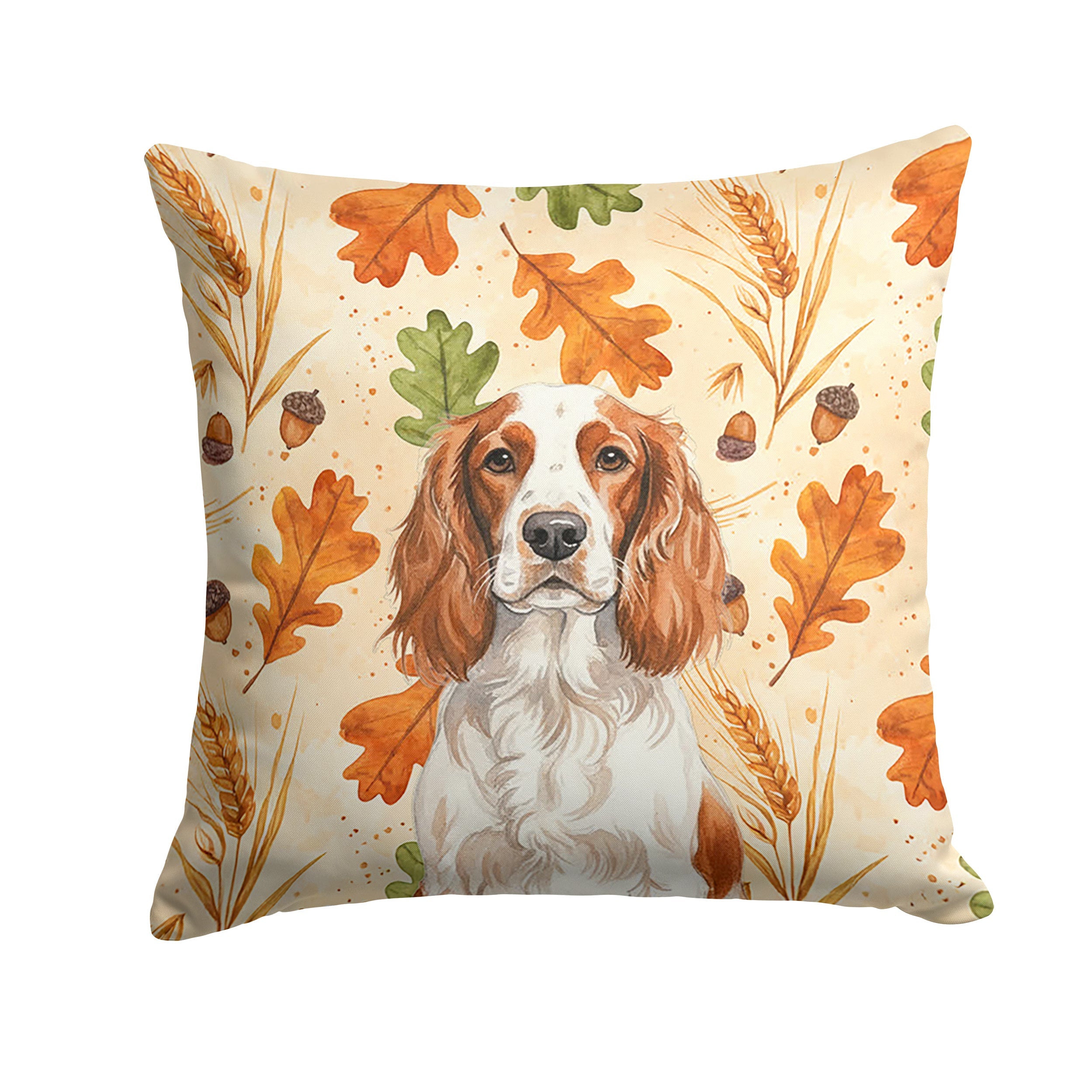 Welsh Springer Spaniel Heirloom Fall Decorative Throw Pillow 18x18 Indoor Outdoor Accent Cushion, Fabric Cover with Insert for Sofa, Bed, Porch & Living Room