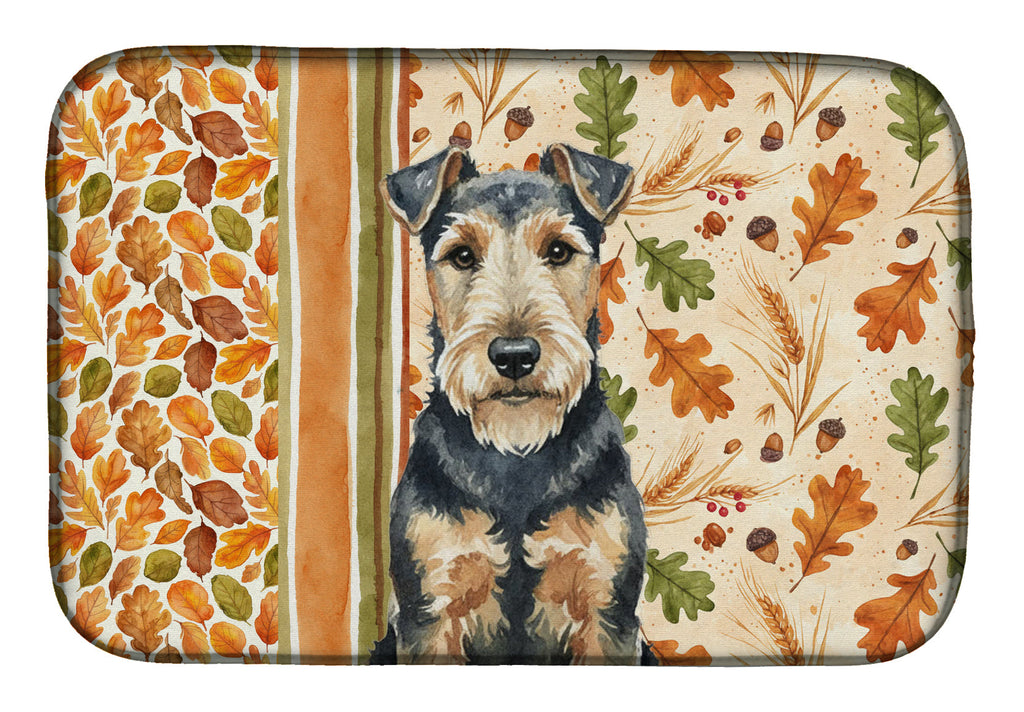 Welsh Terrier Heirloom Fall Dish Drying Mat Absorbent Dish Drying Mat Pad for Kitchen Counter Dish Drainer Mat for Countertop, 14 x 21", Multicolor