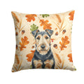 Welsh Terrier Heirloom Fall Decorative Throw Pillow 14x14 Indoor Outdoor Accent Cushion, Fabric Cover with Insert for Sofa, Bed, Porch & Living Room