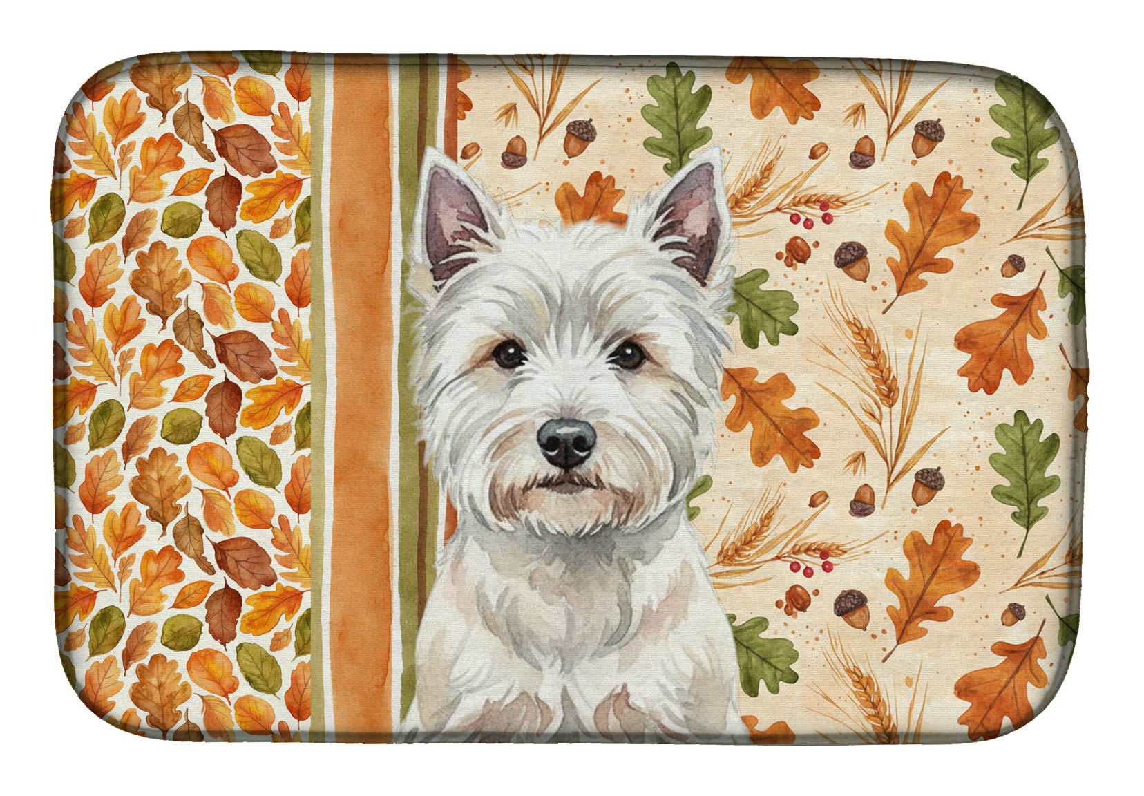 Westie Heirloom Fall Dish Drying Mat Absorbent Dish Drying Mat Pad for Kitchen Counter Dish Drainer Mat for Countertop, 14 x 21", Multicolor