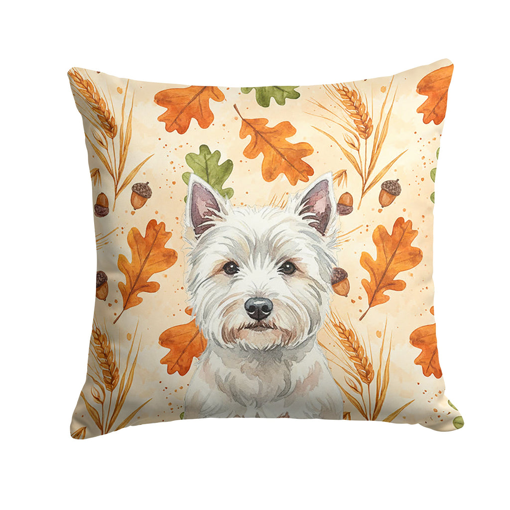 Westie Heirloom Fall Decorative Throw Pillow 14x14 Indoor Outdoor Accent Cushion, Fabric Cover with Insert for Sofa, Bed, Porch & Living Room