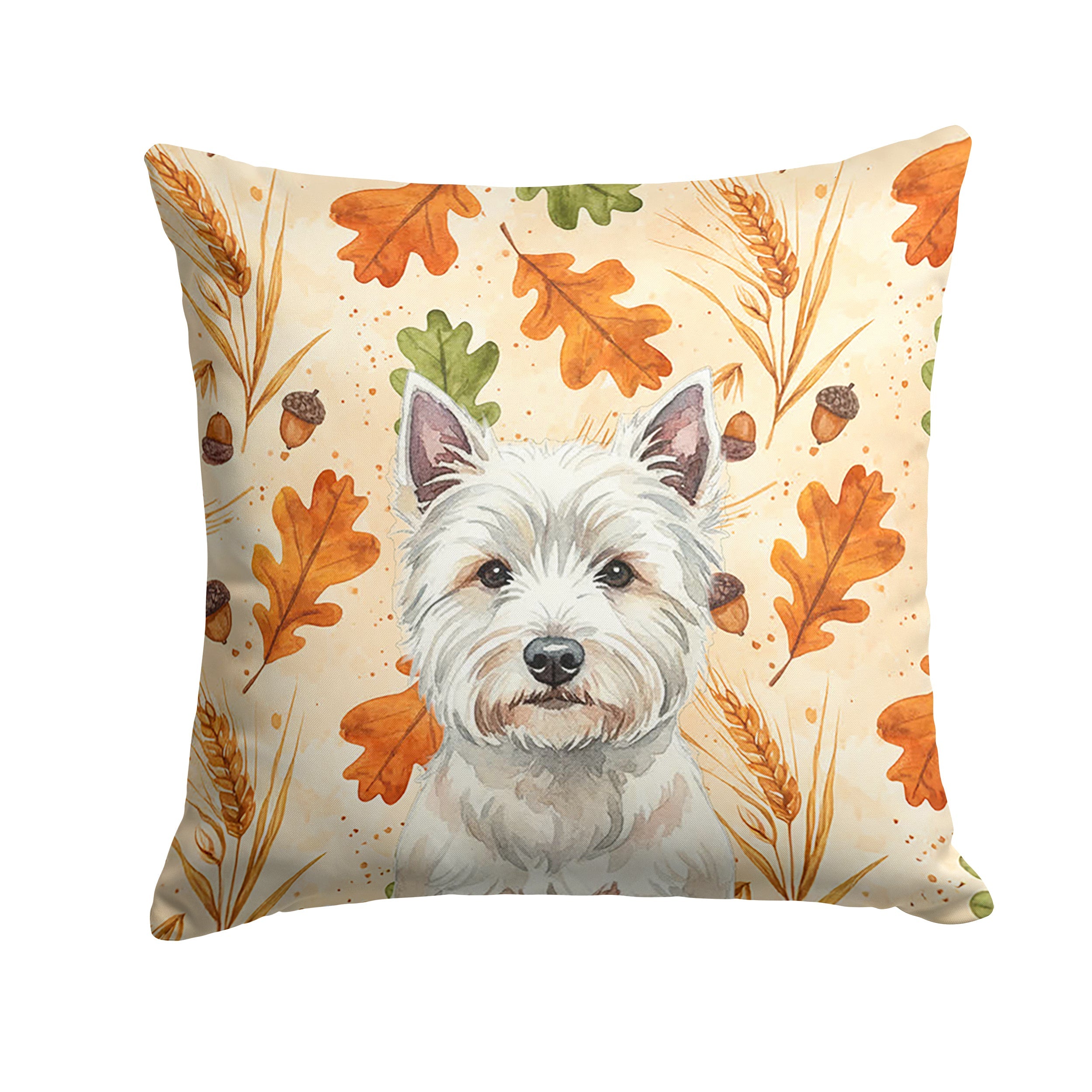 Westie Heirloom Fall Decorative Throw Pillow 18x18 Indoor Outdoor Accent Cushion, Fabric Cover with Insert for Sofa, Bed, Porch & Living Room