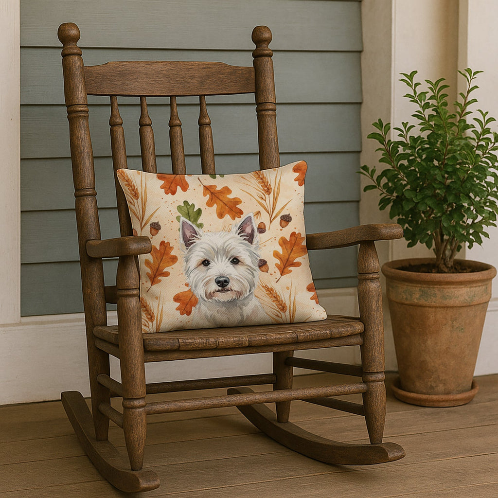 Westie Heirloom Fall Decorative Throw Pillow 18x18 Indoor Outdoor Accent Cushion, Fabric Cover with Insert for Sofa, Bed, Porch & Living Room