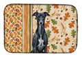 Black Whippet Heirloom Fall Dish Drying Mat Absorbent Dish Drying Mat Pad for Kitchen Counter Dish Drainer Mat for Countertop, 14 x 21", Multicolor