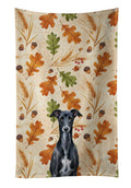 Black Whippet Heirloom Fall Kitchen Towel Velour Plush Front and Cotton Loop Back Machine Washable