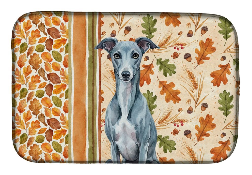 Blue Whippet Heirloom Fall Dish Drying Mat Absorbent Dish Drying Mat Pad for Kitchen Counter Dish Drainer Mat for Countertop, 14 x 21", Multicolor