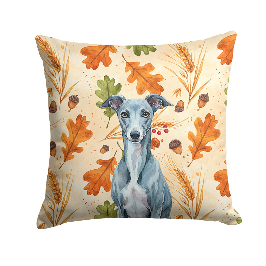 Blue Whippet Heirloom Fall Decorative Throw Pillow 14x14 Indoor Outdoor Accent Cushion, Fabric Cover with Insert for Sofa, Bed, Porch & Living Room