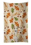 Fawn Whippet Heirloom Fall Kitchen Towel Velour Plush Front and Cotton Loop Back Machine Washable
